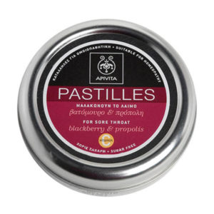 Apivita Pastilles Tins Blackberry & Propolis 45gr για πονεμένο λαιμό