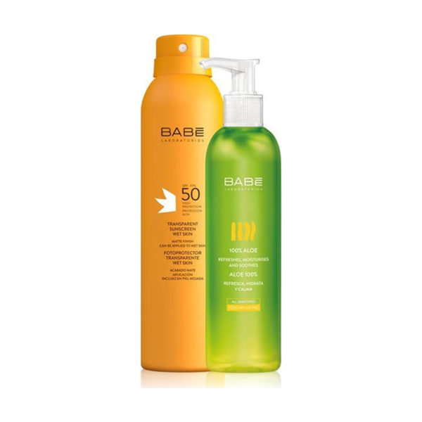 Babe Sun Transparent Sunscreen Wet Skin Spf50 αντηλιακό σώματος + δώρο 100% Aloe Real Size