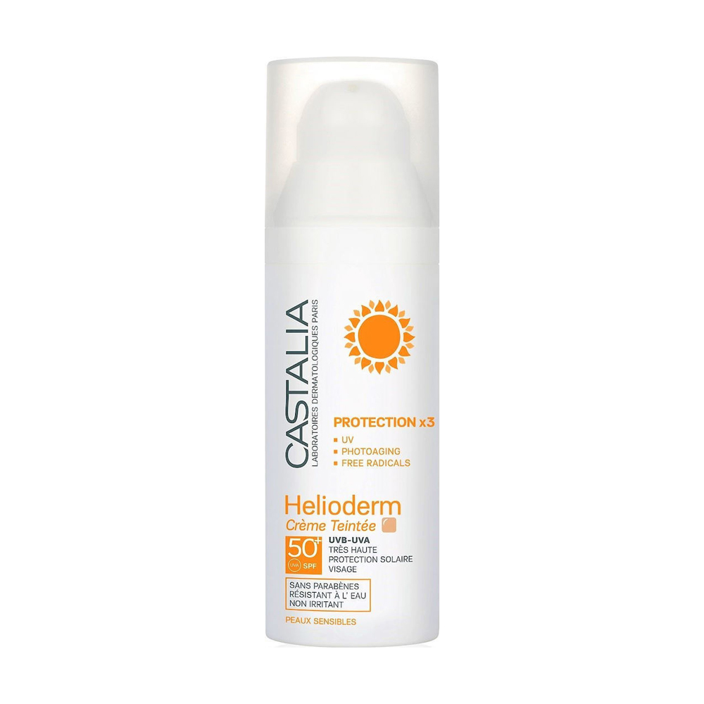 Castalia Helioderm Creme Teintee Spf50 + 50ml αντηλιακή κρέμα προσώπου με χρώμα με μη λιπαρή υφή