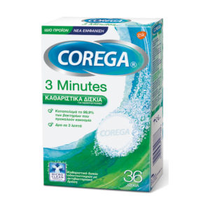 Corega 3minutes 36 Tabs καθαριστικά δισκία τεχνητής οδοντοστοιχίας