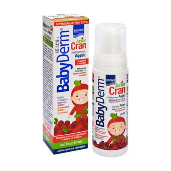 Intermed Babyderm Junior Cranberry 150ml απαλός αφρός καθαρισμού με κράνμπερι για αγόρια & κορίτσια