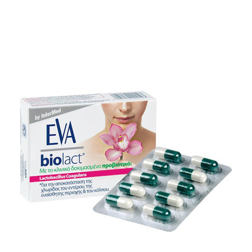 Intermed Eva Biolact 20 Caps προβιοτικά για αποκατάσταση & διατήρηση γυναικείας εντερικής & κολπικής χλωρίδας