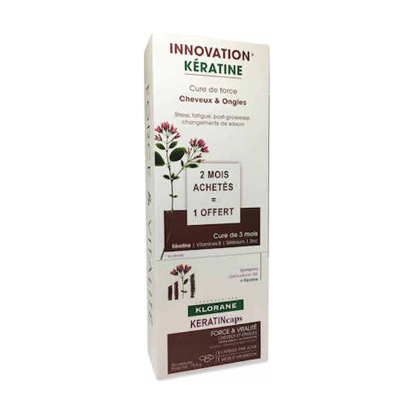 Klorane Trio Keratin Caps 3x 30 Caps συμπλήρωμα διατροφής για μαλλιά & νύχια με κινίνη και κεράτινη