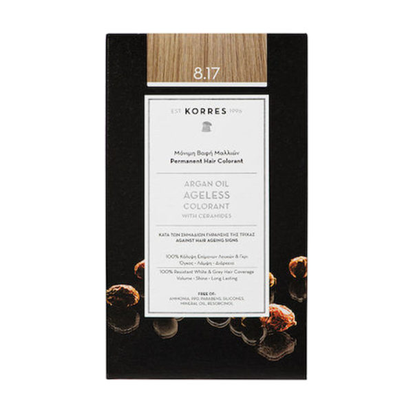 Korres Argan Colorant. Lgh. Blond. Beig.8.17 βαφή μαλλιών ξανθό ανοιχτό μπεζ