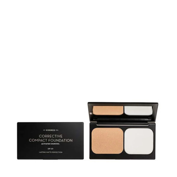 Korres Corrective Compact Foundation Spf 20/Accf1 9.5 G με ενεργό άνθρακα για σοβαρές ατέλειες