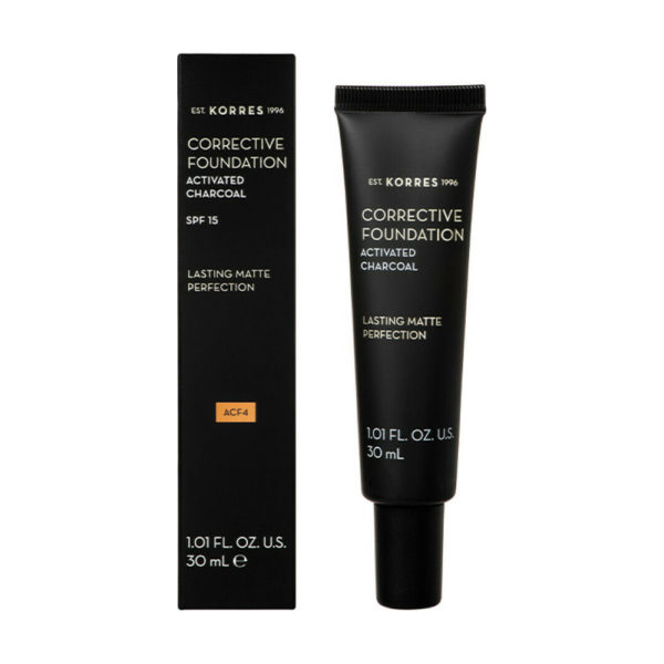 Korres Corrective Foundation Spf 15/Acf4 30ml διορθωτικό μέικ-απμε ενεργό άνθρακα για μέτριες ατέλειες