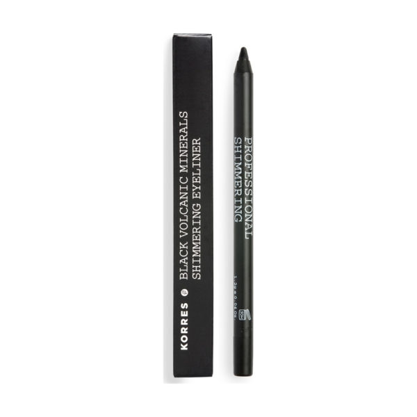 Korres Pencil Shimmering Black Volcanic Minerals μολύβι ματιών με ελαφριά γυαλιστερή μαύρη απόχρωση