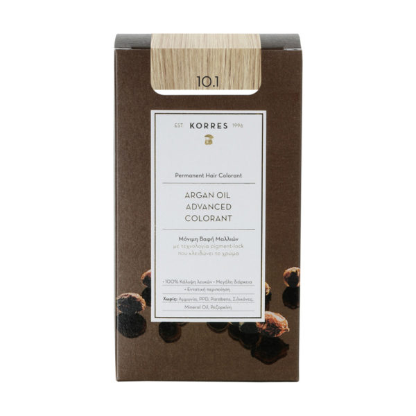 Korres βαφή μαλλιών Argan Oil Colorant 10.1 ξανθό πλατίνας σαντρέ