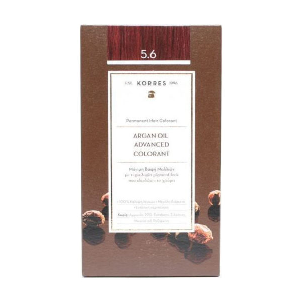 Korres βαφή μαλλιών Argan Oil Colorant 5.6 καστανό ανοιχτό κόκκινο