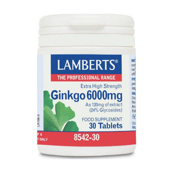 Lamberts Ginkgo Biloba 6000mg 30 Tabs κυκλοφορία αίματος-μνήμη