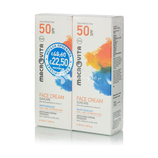 Macrovita αντηλιακή κρέμα προς S P F50 50ml + δώρο 50ml