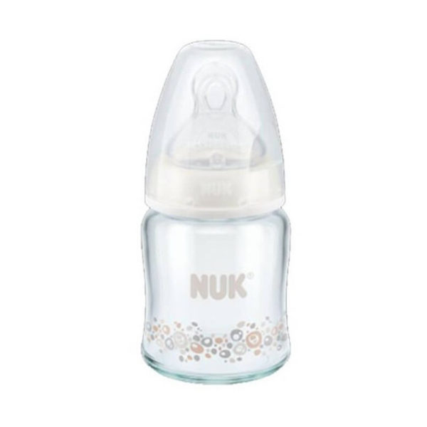 Nuk μπιμπερό F. C. Plus γυάλινο120ml με θηλή Sil.m1