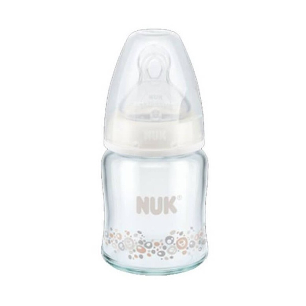 Nuk μπιμπερό F. C. Plus γυάλινο120ml με θηλή Sil.m1