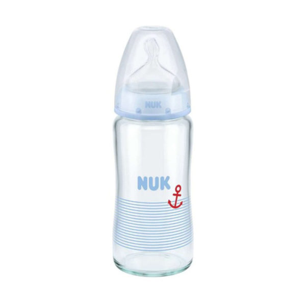 Nuk μπιμπερό F. C. Plus γυάλινο240ml με θηλή Sil.m1