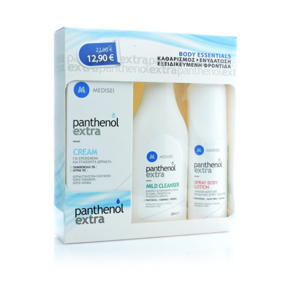 Panthenol Extramild Cleansing 200ml & Spray Body Lotion & Creme 100ml πακέτο ενυδάτωσης σώματος