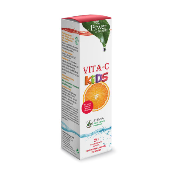 Power Health Vita-C Kids Stevia ροδάκινο 20 αναβράζοντα δισκία βιταμίνη C για παιδιά