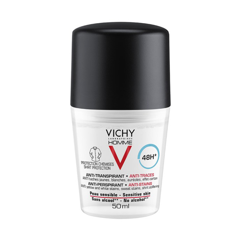 Vichy Homme Deo Anti-Stains 48 H αντρικό αποσμητικό σώματος κατά των λεκέδων