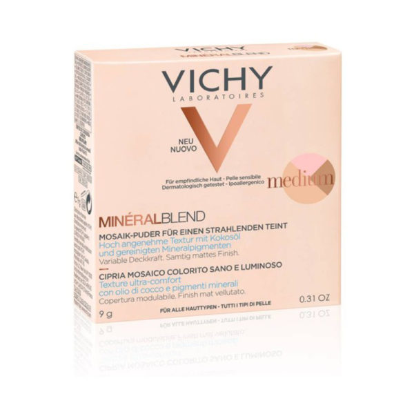 Vichy Nudemineral Powdermedium 9 G τρίχρωμη πούδρα για φυσική λάμψη