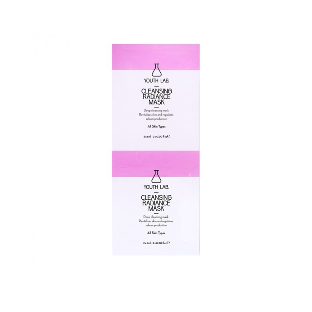 Youth Lab Cleansing Radiance Mask Sachet 2x6ml Μάσκα καθαρισμού, λάμψης και μείωσης των διεσταλμένων πόρων σε φακελάκια μονοδόσης, για όλους τους τύπους δέρματος