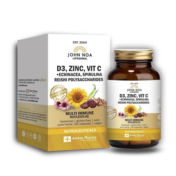 JOHN NOA Liposomal D3 Zinc Vit C Echinacea Spirulina Reishi Polysaccharides Ενίσχυση του Ανοσοποιητικού 1 600x600